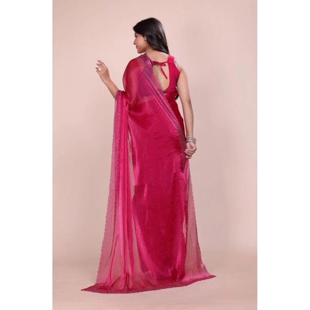 Red embellished Jimmy choo Bollywood saree with unstitched blouse (5.5Mtr)