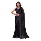 Women's Jimmy choo Embellished Bollywood Saree With Unstitched Blouse 5.5Mtr (Black)