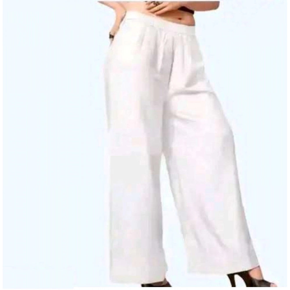 White rayon casual ankle-length palazzo pants, free size