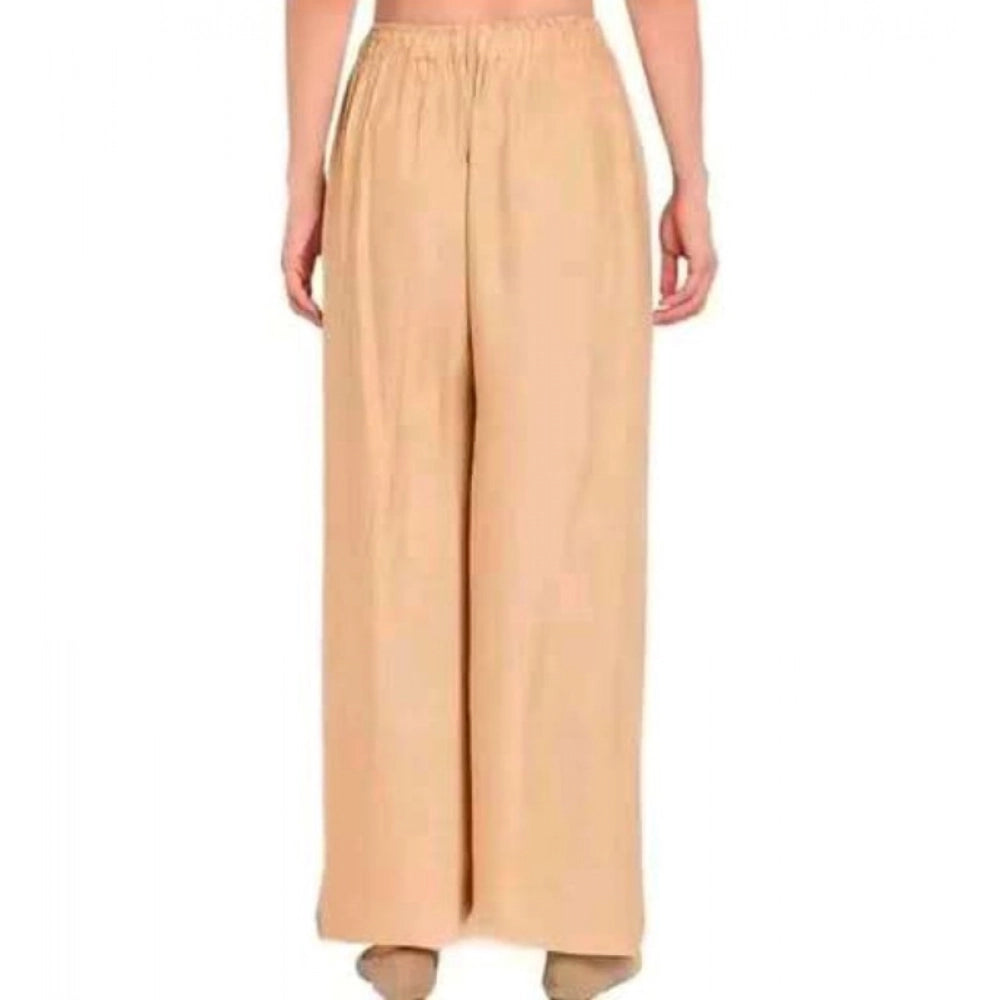 Golden Rayon women's casual ankle-length palazzo with elastic closure, solid pattern, free size