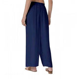 Navy blue rayon casual ankle-length palazzo pants, free size for women's fashion