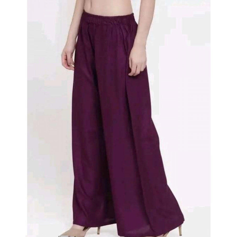 Purple rayon ankle-length palazzo for women, solid design, free size
