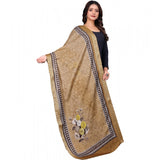 Beige chanderi silk printed dupatta for casual occasions, 2 meters length, machine washable clothing accessory