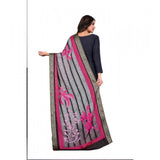 Black chanderi silk printed dupatta for casual events, machine washable