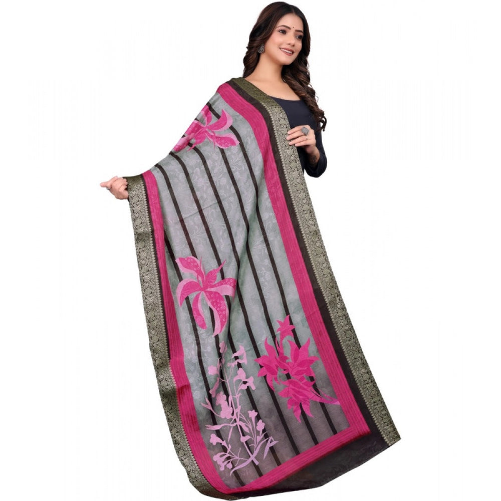 Black chanderi silk printed dupatta for casual occasions, machine washable fashion accessory (2m length)