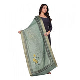 Green chanderi silk printed dupatta for casual occasions, suitable for machine wash