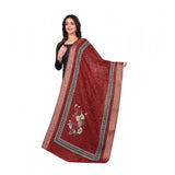Maroon chanderi silk printed dupatta for casual occasions, machine washable