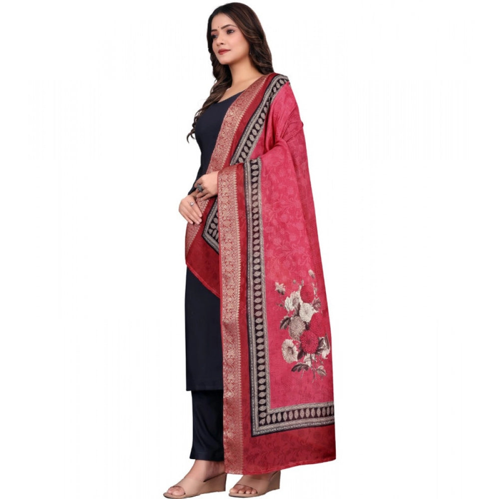 Red chanderi silk printed dupatta for casual occasions, machine washable