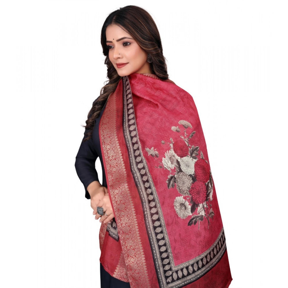 Red chanderi silk printed dupatta for casual occasions, ideal for Indian festivities, machine washable