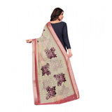Beige chanderi silk printed dupatta for casual events, machine washable for women's fashion accessories