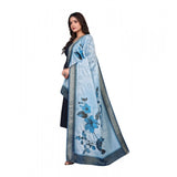 Blue chanderi silk printed dupatta for casual occasions, machine washable