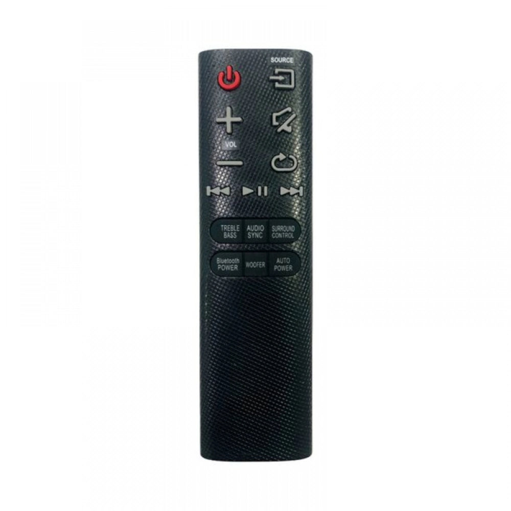 Black infrared remote compatible with Samsung home theatre sound bar, long-range 30 feet for comfortable control from sofa, divan, or bed