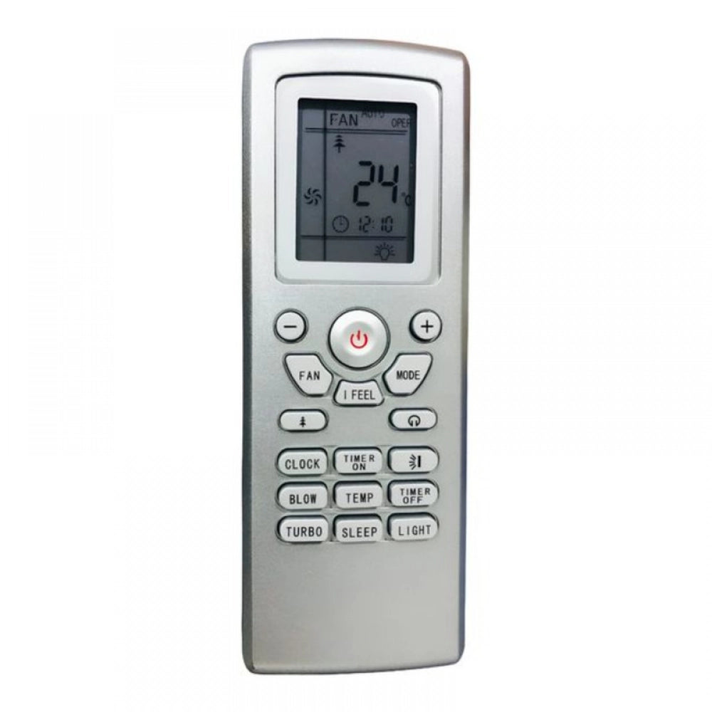 Silver infrared remote for Gree Split AC, compatible with model No. 176 (no backlight), long-range operation up to 30 feet, ergonomic design for easy grip