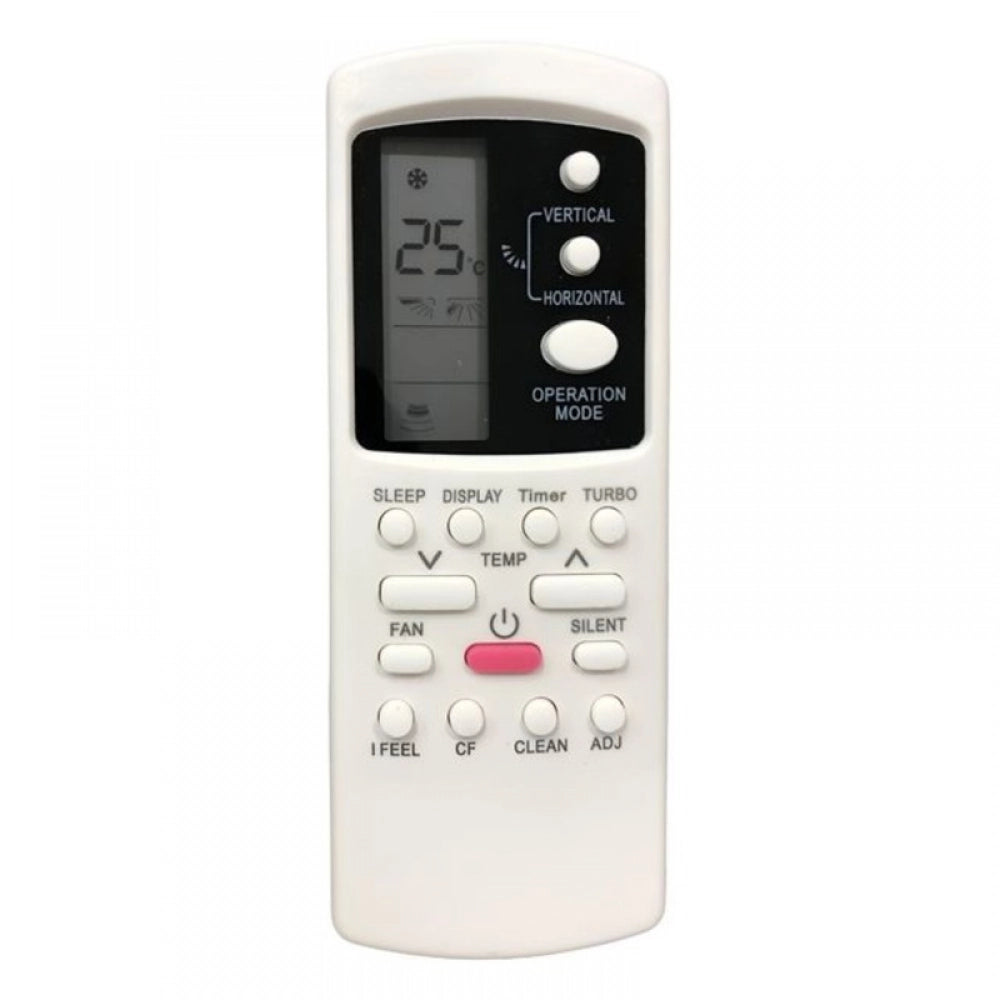 White infrared remote compatible with Sansui AC Remote No. 293 (No Backlight), long-range operation for sofa, divan, or bed use