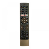 Black infrared remote for H.A.I.E.R Smart TV with voice, Netflix, YouTube functions. Compatible device distance up to 30 feet for easy use from couch or bed