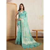 Green viscose printed saree with unstitched blouse (5.5Mtr) - vibrant ethnic wear for women
