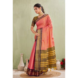 Pink silk blended jacquard woven saree with unstitched blouse (5.5mtr)