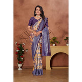 Orange Banarasi Silk Jaquard Woven Saree with unstitched blouse (5.5mtr)