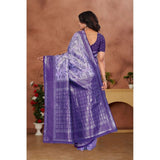 Purple Banarasi silk jacquard woven saree with unstitched blouse (5.5mtr)