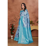 Light Blue Banarasi Silk Jaquard Woven Saree with unstitched blouse, 5.5mtr on mannequin
