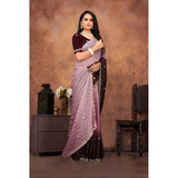 Beige chiffon embroidered saree with unstitched blouse (5.5mtr), elegant embroidery on traditional Indian wear