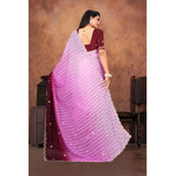 Pink chiffon embroidered saree with unstitched blouse (5.5mtr), elegant traditional Indian wear