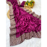 Purple silk embroidered saree with unstitched blouse (5.5Mtr), intricate design for traditional Indian wear