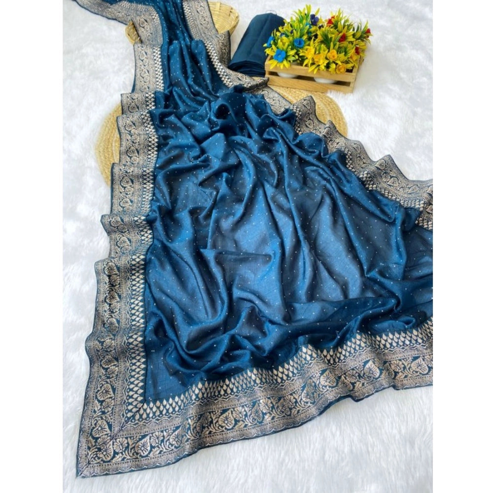 Light green silk embroidered saree with unstitched blouse, intricate design for women's traditional wear