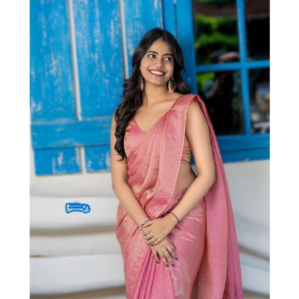 Pink silk embroidered saree with unstitched blouse (5.5Mtr), vibrant Indian fashion accessory