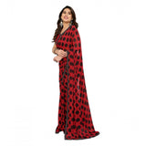 Red Georgette printed saree with unstitched blouse (5.5Mtr) - vibrant Indian fashion accessory