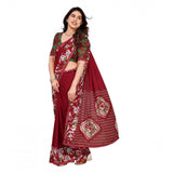 Women's Georgette Printed Saree With Unstitched Blouse 5.5Mtr (Red)