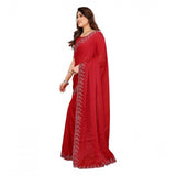 Women's Georgette Printed Saree With Unstitched Blouse 5.5Mtr (Red)