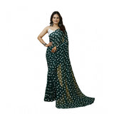 Green Georgette printed saree with unstitched blouse, vibrant Indian fashion accessory