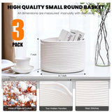 Cotton 9x7 Inch Pack of 3 Storage Basket For Clothes (White)