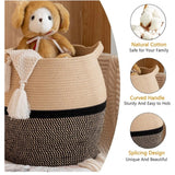 Cotton Matka 14x12 Inch Storage Basket For Clothes (Beige Black)