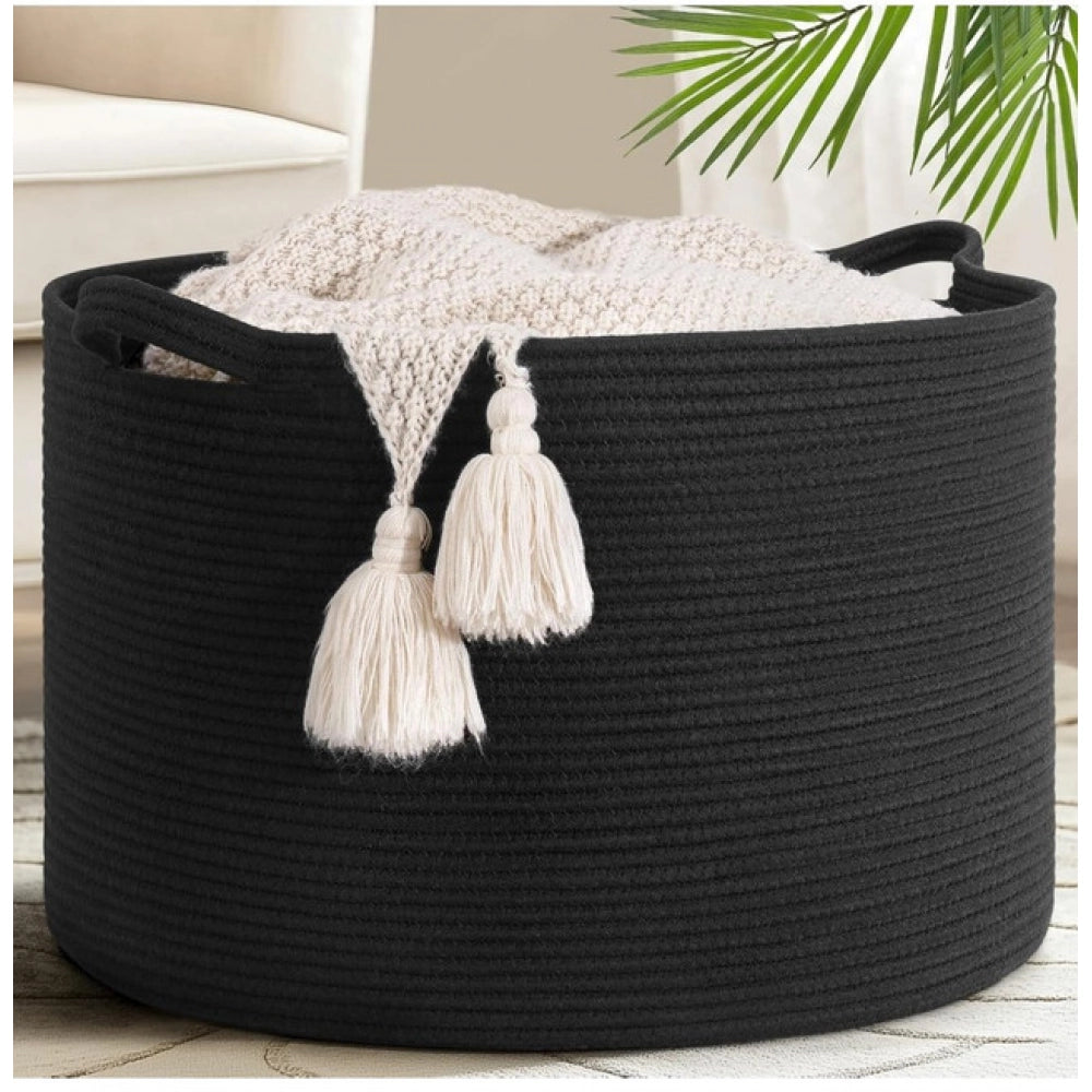 Cotton Basket 14x12 Inch Storage Basket For Clothes (Black)