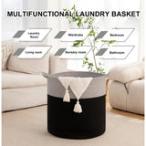 Cotton 12x14 Inch- 1 Pcs Storage Basket For Clothes (Gray-Black)