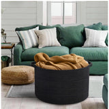 Cotton 14x12 Inch Pack of 1 Storage Basket For Clothes (Black)