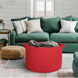 Cotton 14x12 Inch Pack of 1 Storage Basket For Clothes (Red)