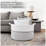 Cotton Dori 16x14 Inch Storage Basket For Clothes (White-Gray White)