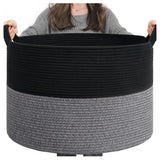 Cotton 16x14 Inch Pack of 1 Storage Basket For Clothes (Black)