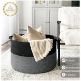 Cotton 16x14 Inch Pack of 1 Storage Basket For Clothes (Black)