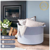 Cotton 16x14 Inch Pack of 1 Storage Basket For Clothes (Gray- Gray White)