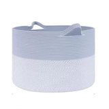 Cotton 16x14 Inch Pack of 1 Storage Basket For Clothes (Gray- Gray White)