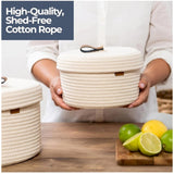 Cotton 2 Pcs Set Roti Box Storage Basket With Lid (White)