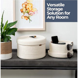 Cotton 2 Pcs Set Roti Box Storage Basket With Lid (White)