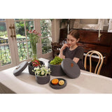 Cotton 3 Pcs Set Roti Box Storage Basket With Lid (Gray)