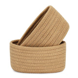 Cotton 8x3 Inch Round 2 Set Bedside Organizer (Beige)