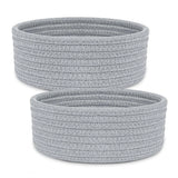 Cotton 8x3 Inch Round 2 Set Bedside Organizer (Gray)