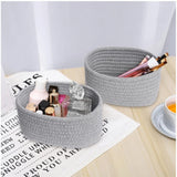 Cotton 8x3 Inch Round 2 Set Bedside Organizer (Gray)